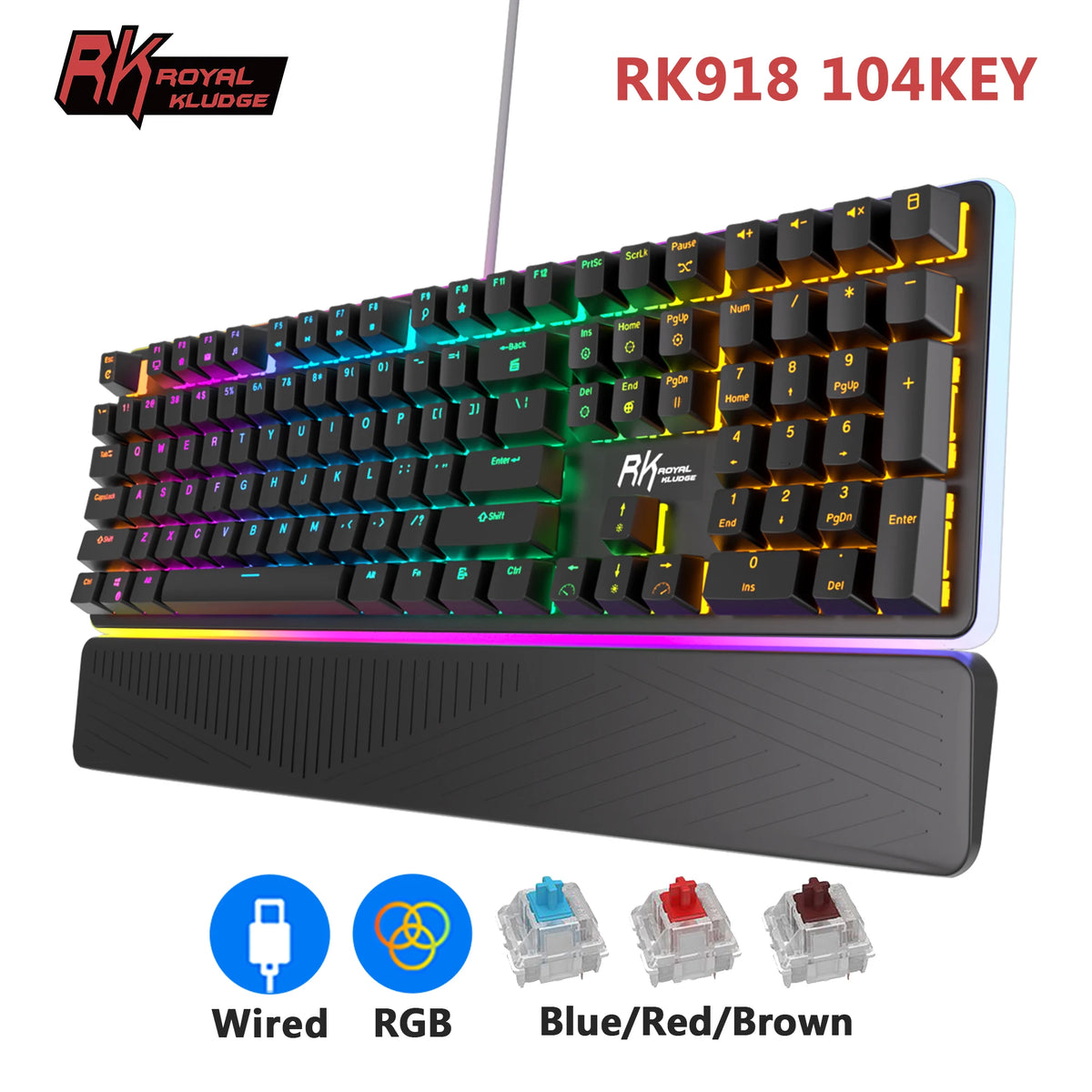 RK Royal Kludge RK918 108-Key RGB Mechanical Keyboard