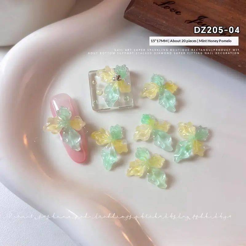 20Pcs 3D Ice Crystal Flower Nail Charms DIY Nail Art Decor