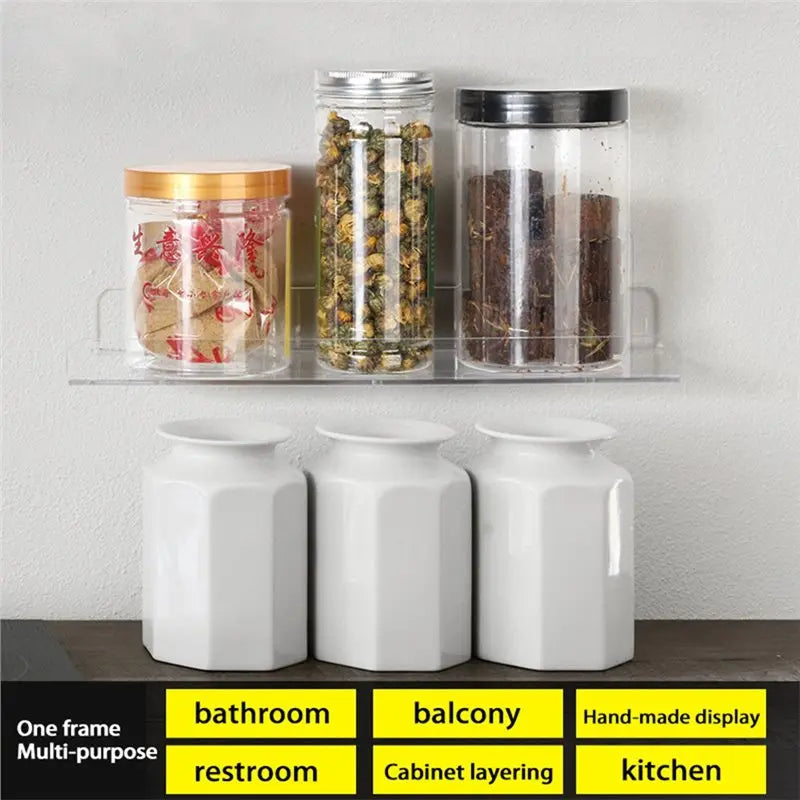 Wall-Mounted Self Adhesive Acrylic Storage Shelf 30×10cm