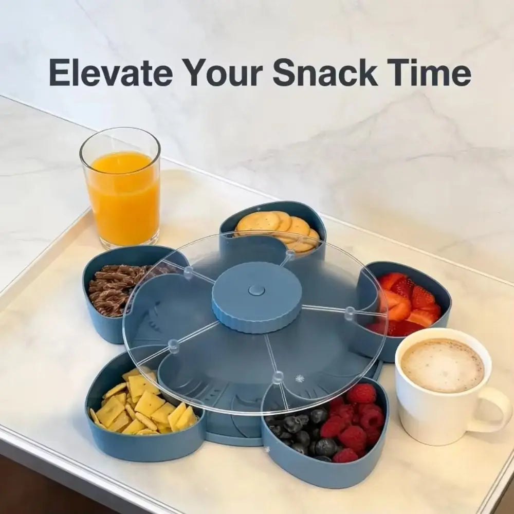 Rotating Snack Tray with Lid – 5-Compartment Lazy Susan