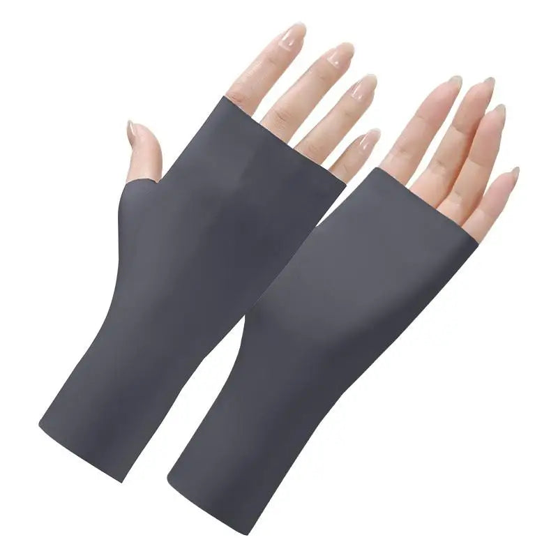 UV Protection Fingerless Gloves – Ice Silk Nail Art Sun Care