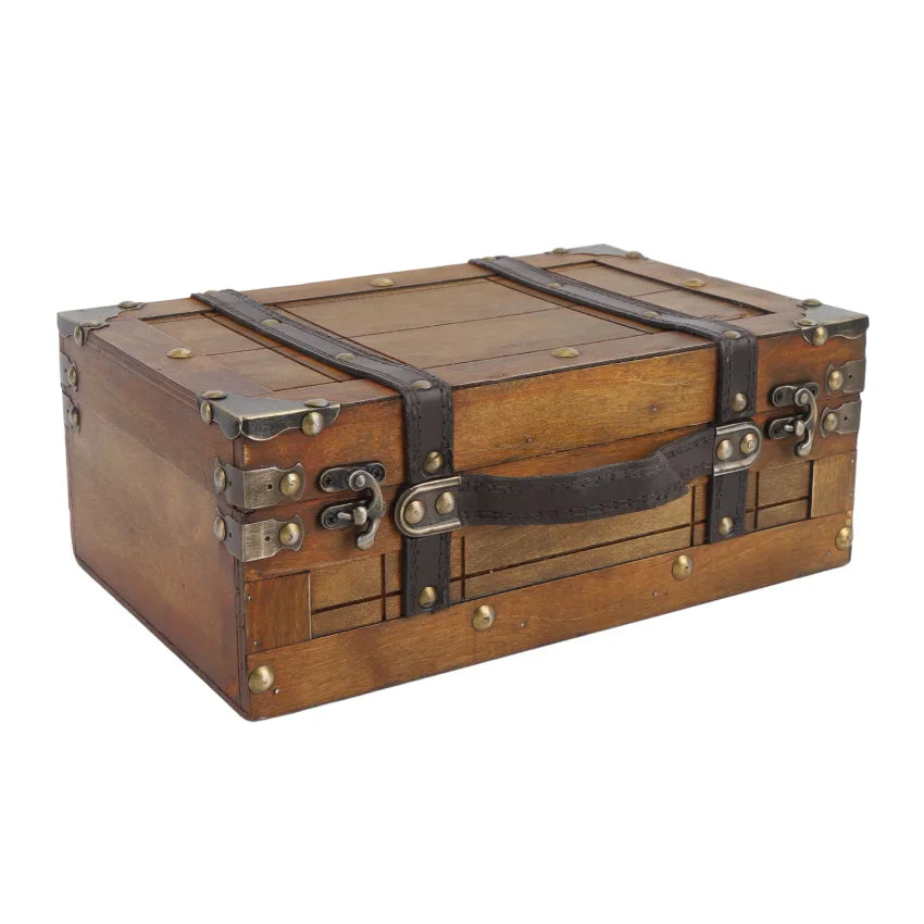 Vintage Wooden Treasure Chest – Jewelry & Storage Trunk
