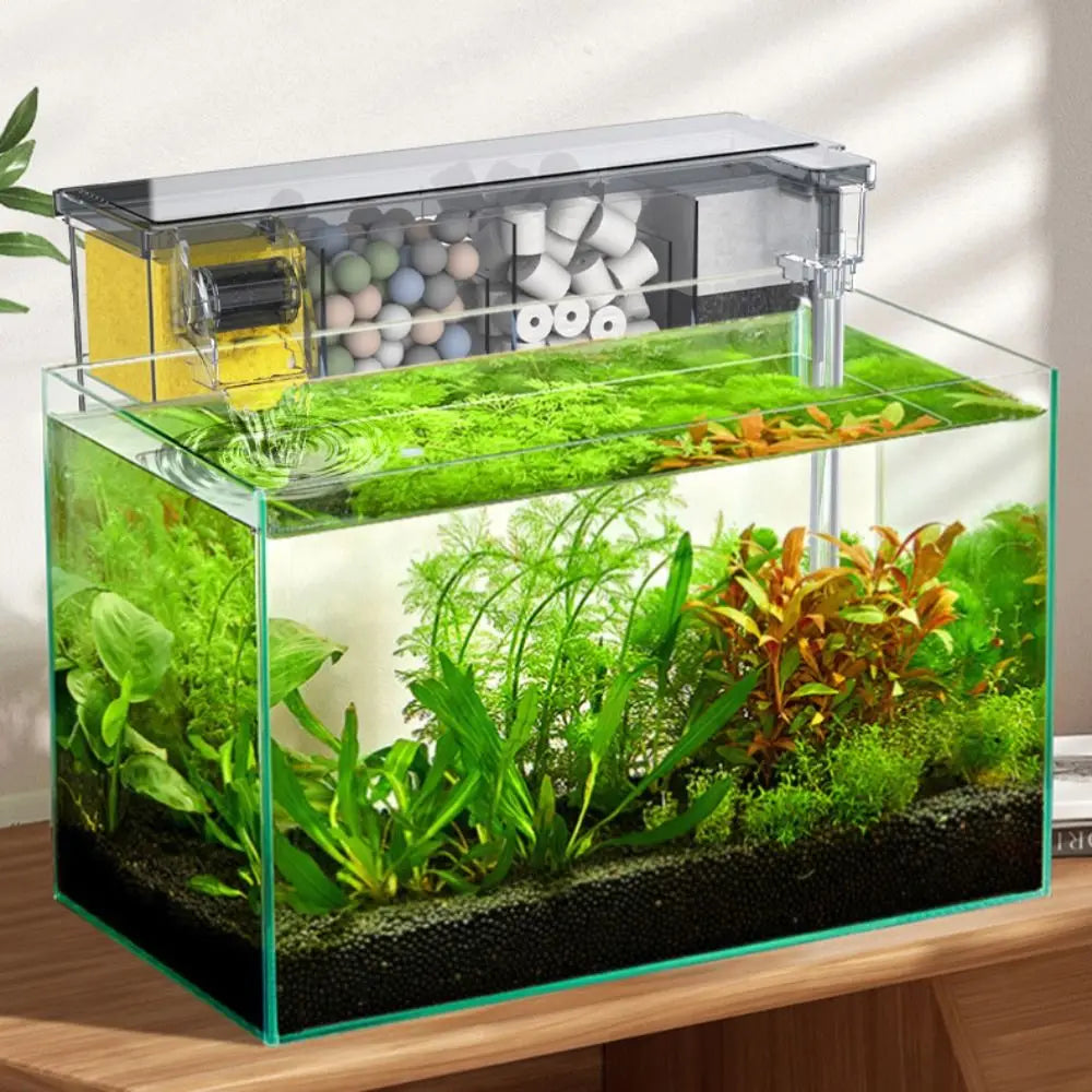 Wall Mounted Fish Tank with Waterfall Filter & Water Pump