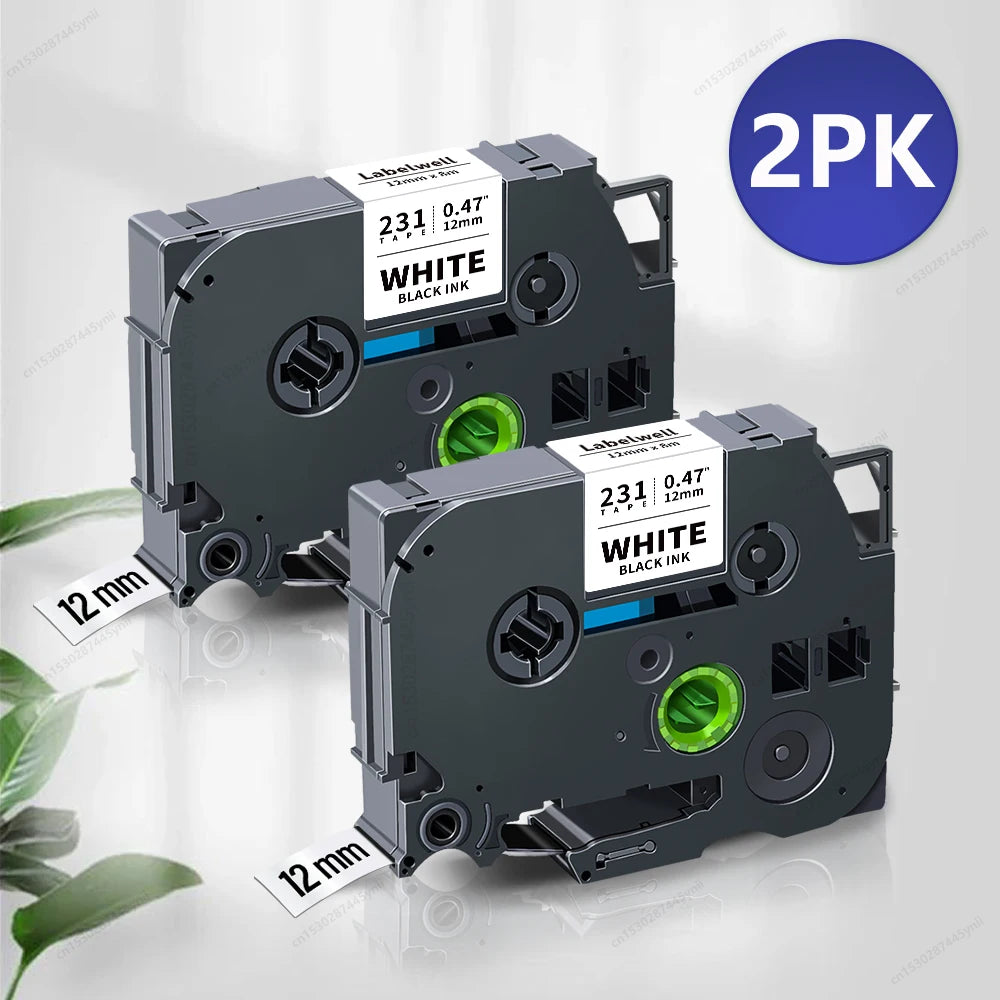 Labelwell TZe-231 Compatible Brother Label Tape 12mm 2/5 Pack