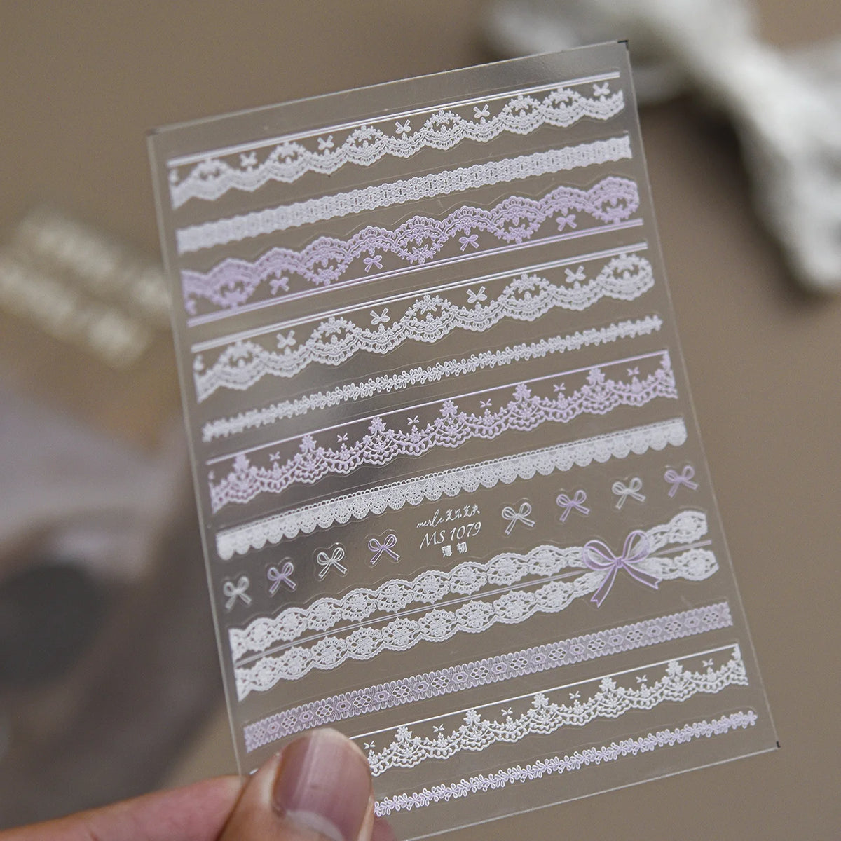 Retro Lace Bow Nail Stickers – Floral DIY Nail Decals