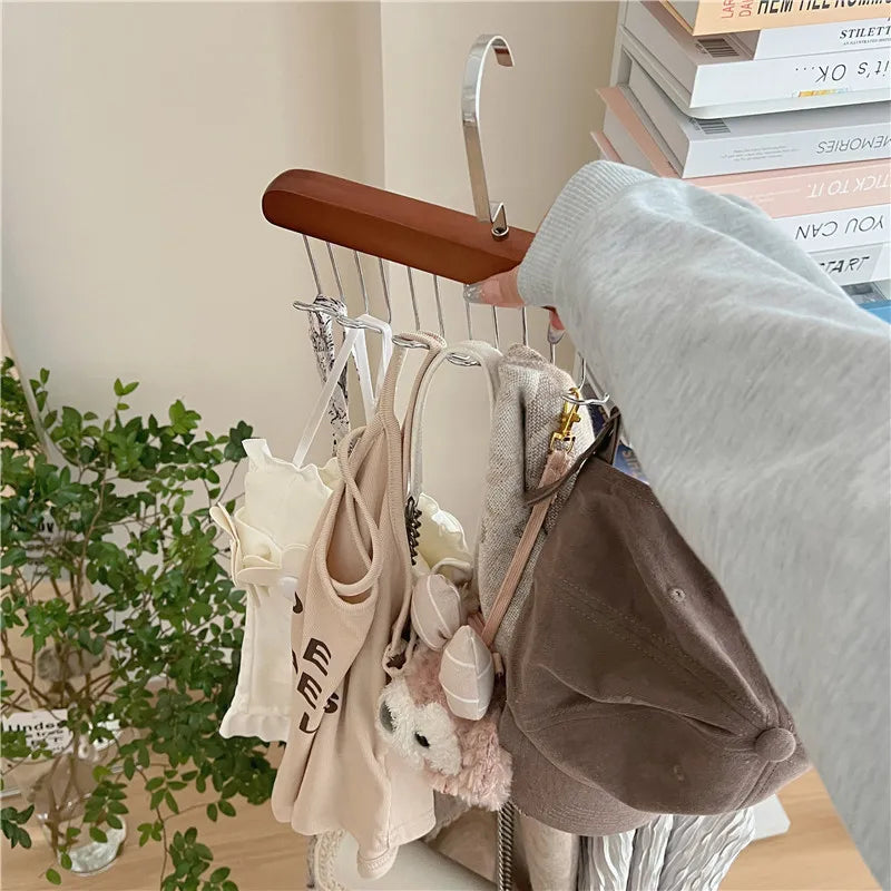 Wooden 360° Multi-Hook Hanger – Wardrobe Closet Organizer