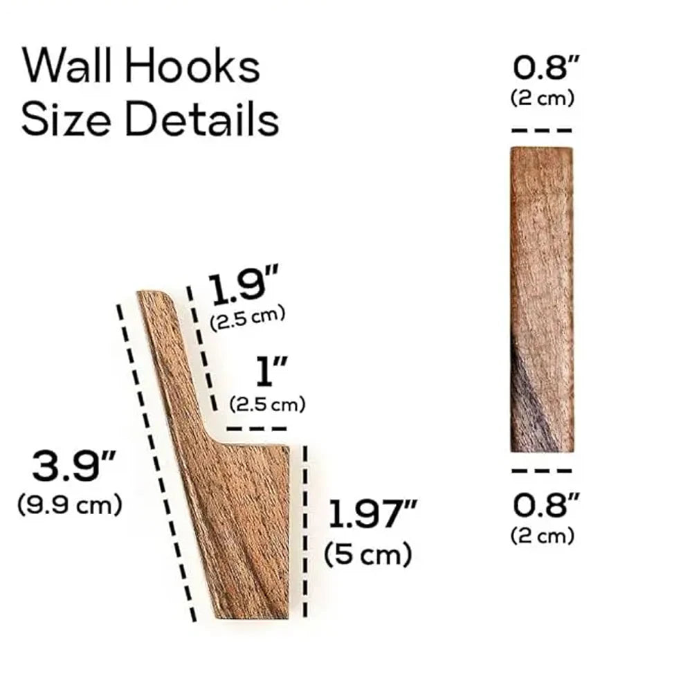 VIBE Walnut Wood Wall Hooks – Coat Rack & Key Holder