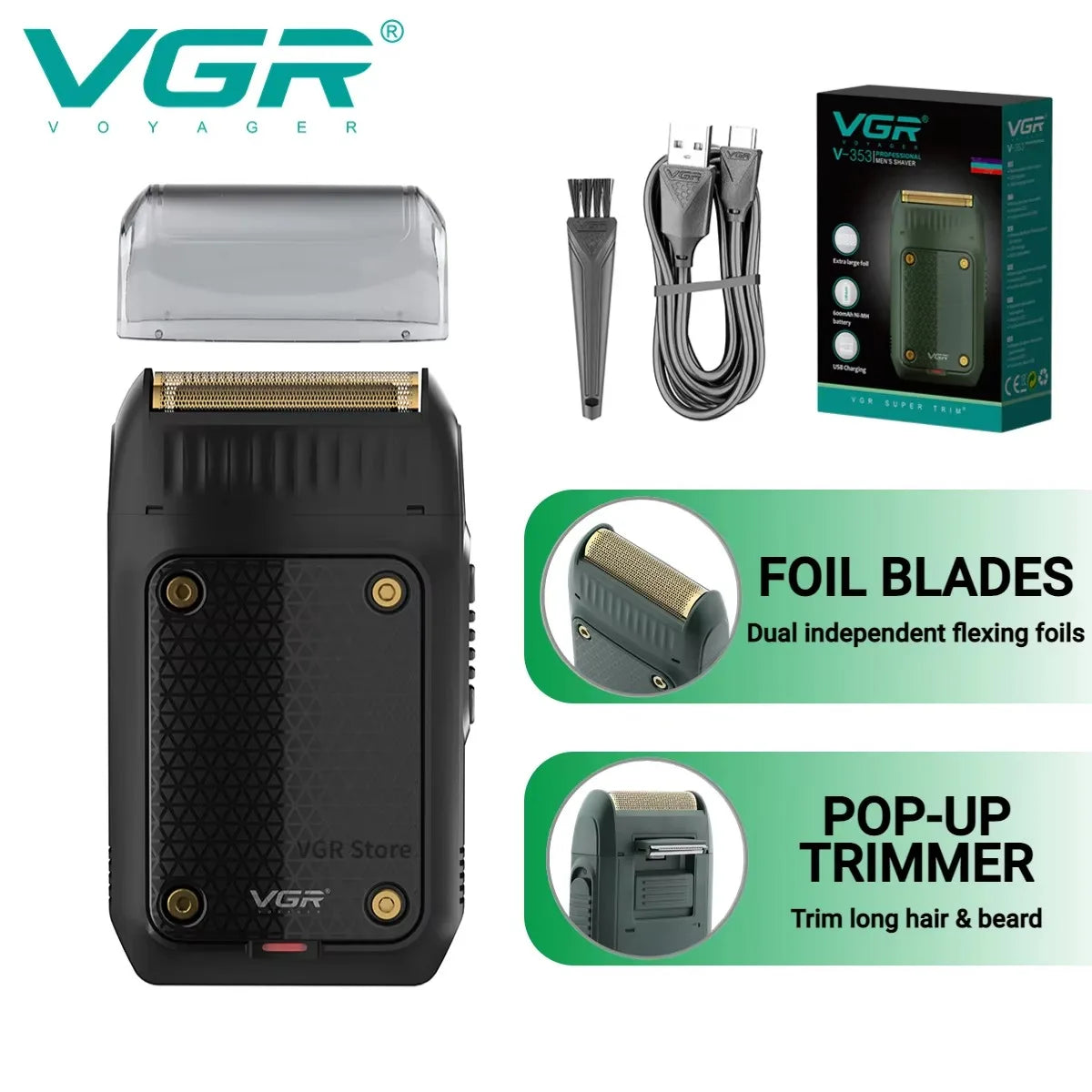 VGR V-353 Rechargeable Electric Shaver & Beard Trimmer for Men