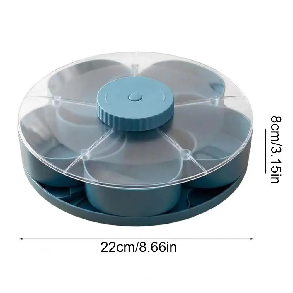 Rotating Snack Tray with Lid – 5-Compartment Lazy Susan