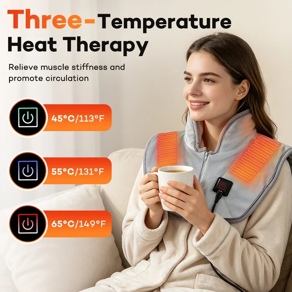 Hailicare USB Heated Shawl – 3-Setting Neck & Shoulder Wrap