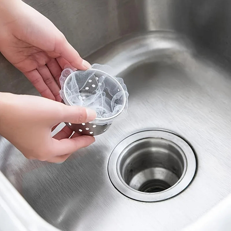 100-Pack Disposable Kitchen Sink Strainer Mesh Bags