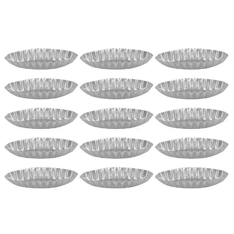 15-Pack Aluminum Boat Shape Mini Cake Moulds – Ribbed Edge