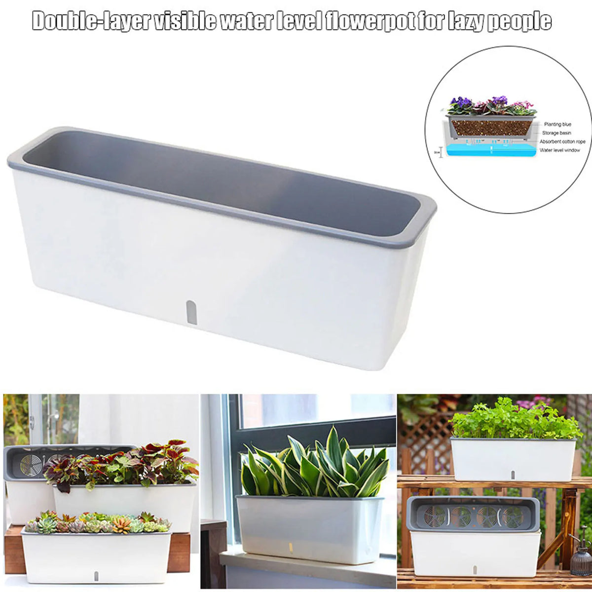 Self-Watering Planter Pot with Water Level Indicator