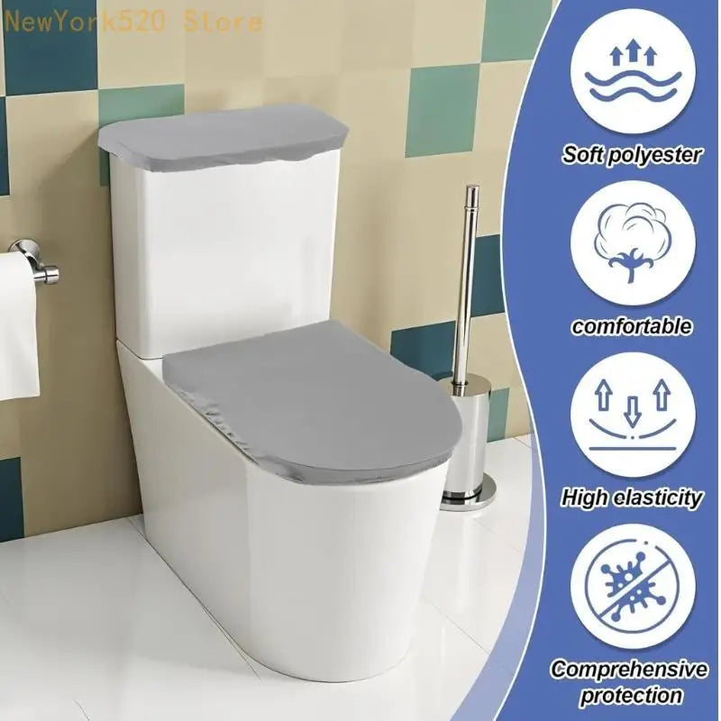 2PCS Toilet Lid & Tank Dustproof Cover Set – Polyester
