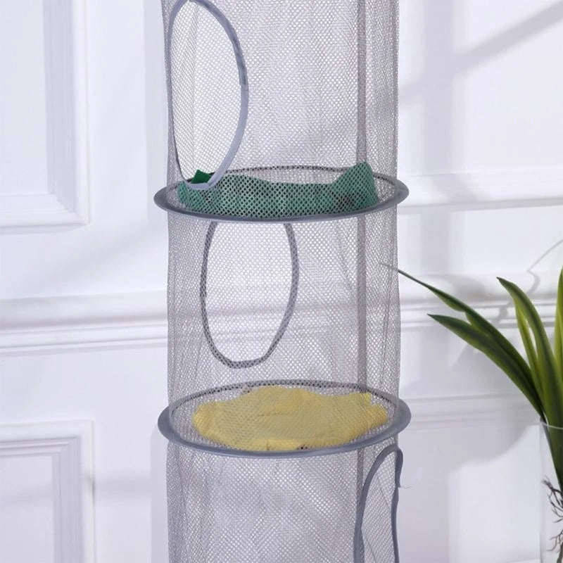 4-Tier Hanging Mesh Storage Basket – Foldable Closet Organizer