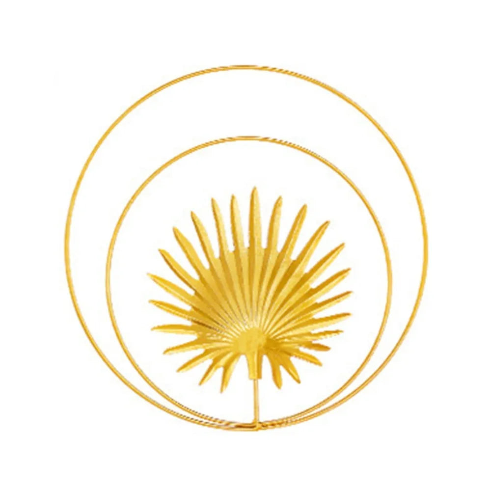 Gold Metal Leaf Wall Décor – 11in Wrought Iron Round Ornament