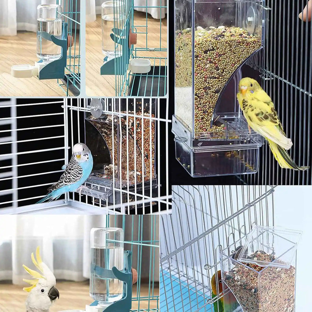 No Mess Bird Feeder & Water Dispenser Set – 4 Pack