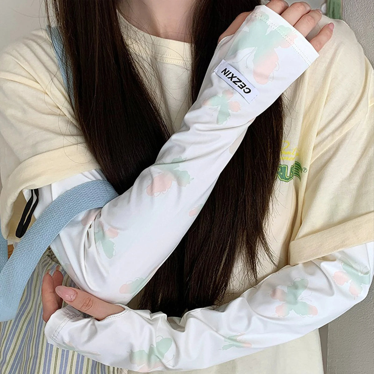 UPF50+ Ice Silk Arm Sleeves – Butterfly Pattern Sun Protection