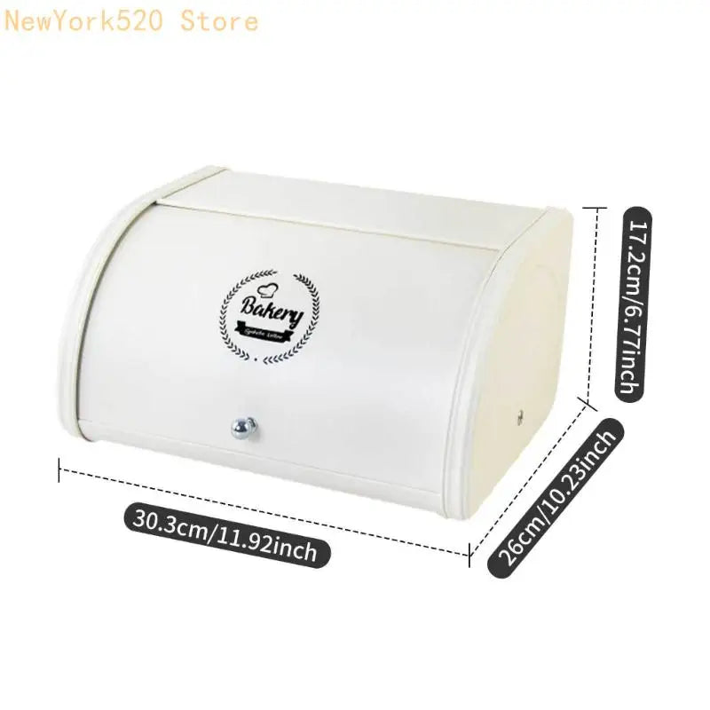Rustic Iron Bread Box with Roll Top Lid – Kitchen Storage