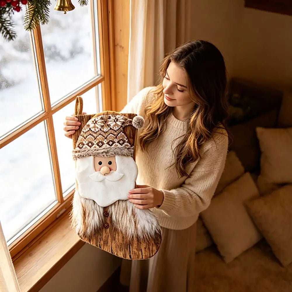 Cartoon Christmas Stockings – Santa, Snowman & Deer Gift Bags