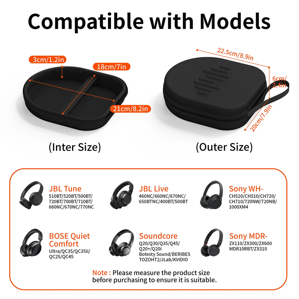 Hard Shell Headphone Case – Universal Travel Storage Bag