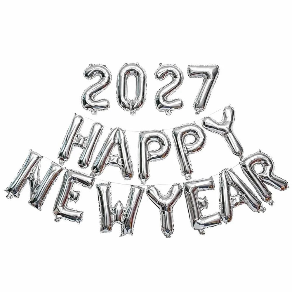 Happy New Year 2027 Foil Balloon Set – Party Decorations