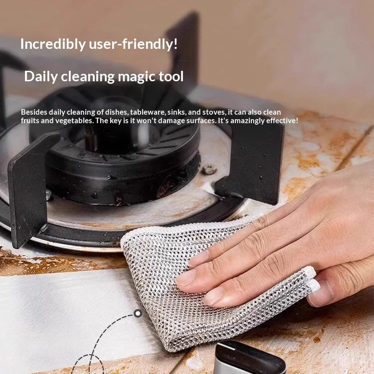 Metal Wire Kitchen Scrubber Cloth – Wet & Dry Cleaning Pad