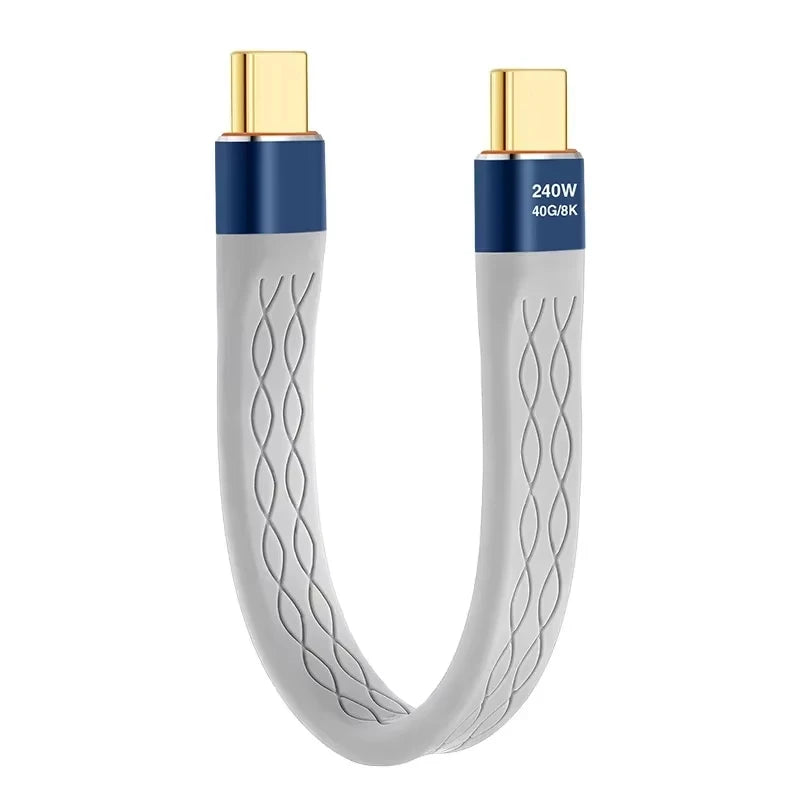USB-C to USB-C 240W Fast Charging Cable 40Gbps 8K Flat Short