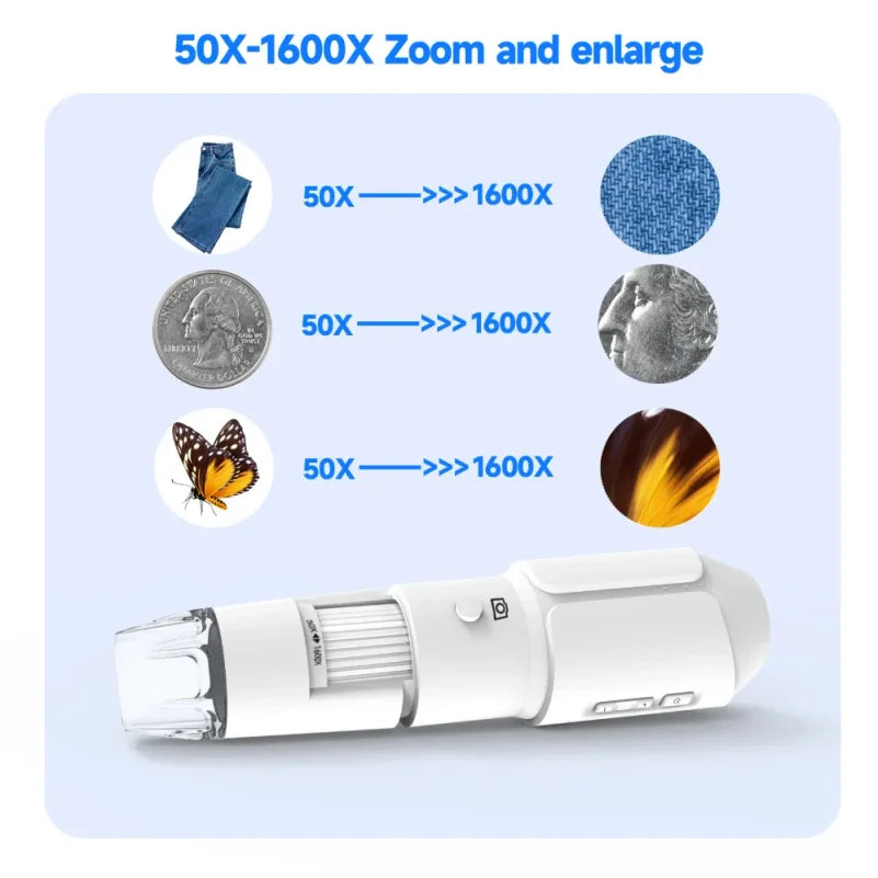 Wireless WiFi Digital Microscope 1600X – 8 LED Handheld Camera