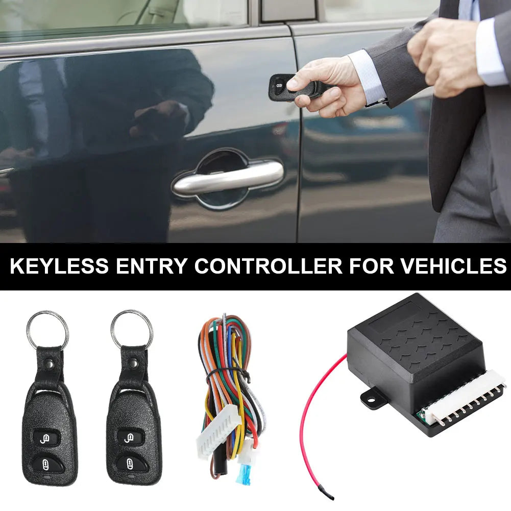 12V Universal Keyless Entry Kit – Car Door Lock & 2 Remotes