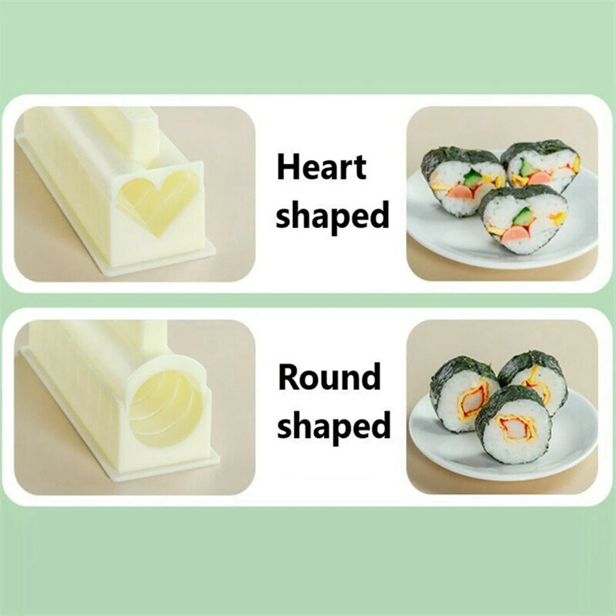 Sushi Maker Rice Mold Kit – Square, Heart & Round Shapes