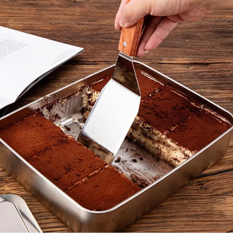 Stainless Steel Cake Spatula with Wooden Handle | Baking Tool