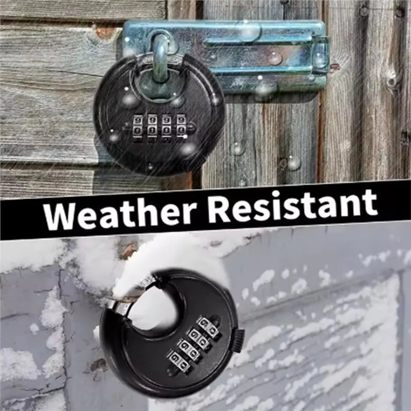 4-Digit Combination Disc Padlock – Hardened Steel, 2-Pack