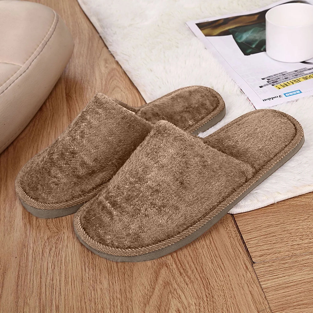 Men's Warm Plush Indoor Slippers – Non-Slip Cozy Home Shoes