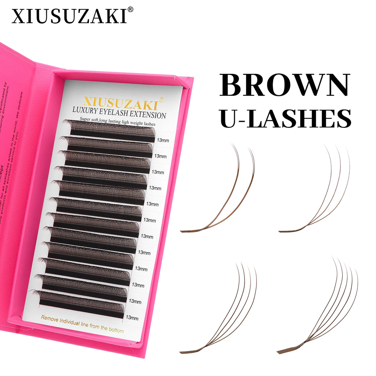 XIUSUZAKI Brown U-Shaped 3D 4D 5D Mink Volume Fan Lash Extensions