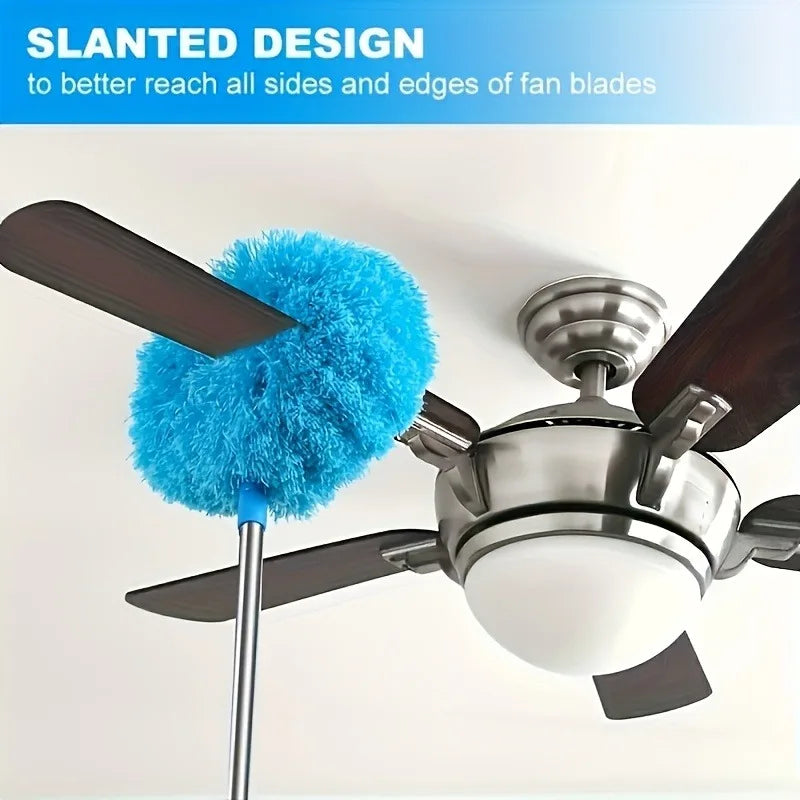 Long-Handle Microfiber Ceiling Fan Duster – Reusable & Detachable