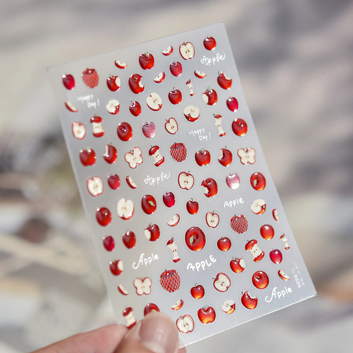5D Jelly Red Apple Nail Art Stickers – Kawaii Fruit Decals
