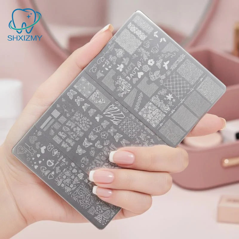 Etched Metal Nail Art Stamping Plate – Floral Lace Bow Decal