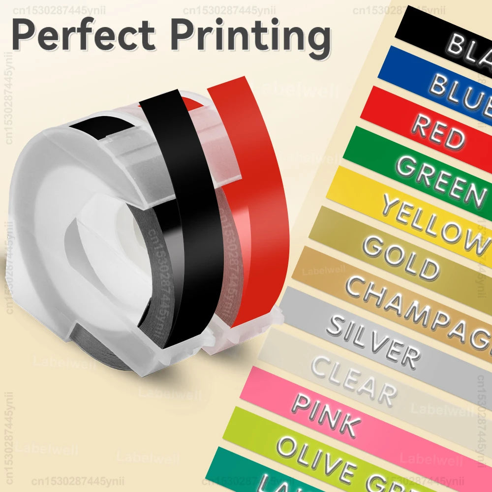 Compatible Dymo 3D Embossing Tape 9mm – 1/3/5-Pack | Labelwell