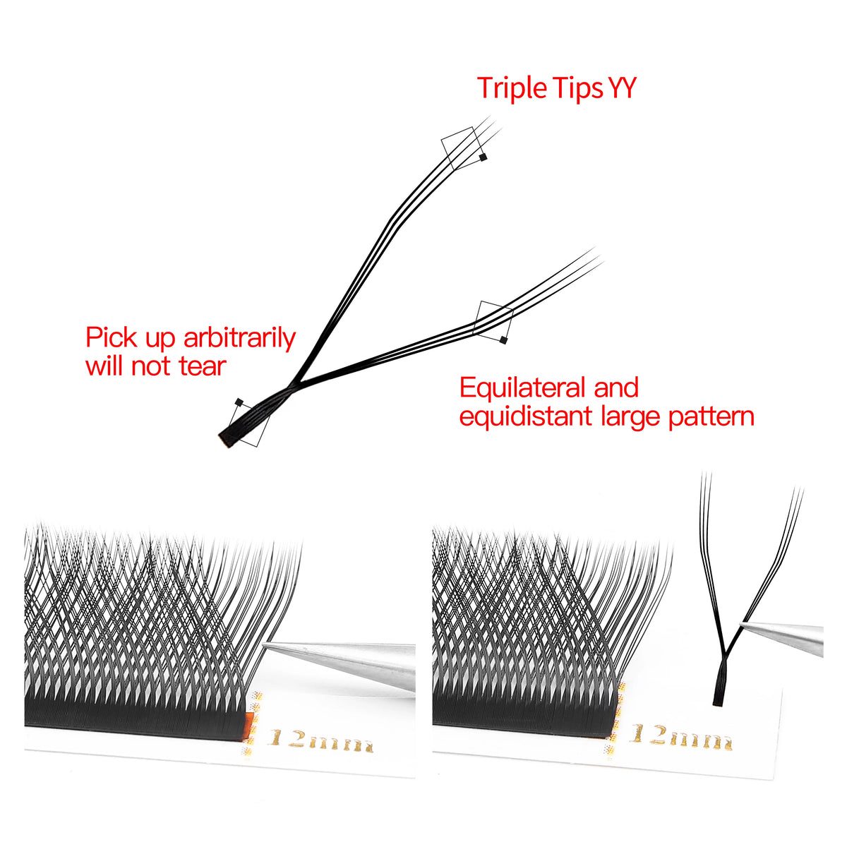 XIUSUZAKI 2D YY Premade Volume Fan Matte Black Lash Extensions