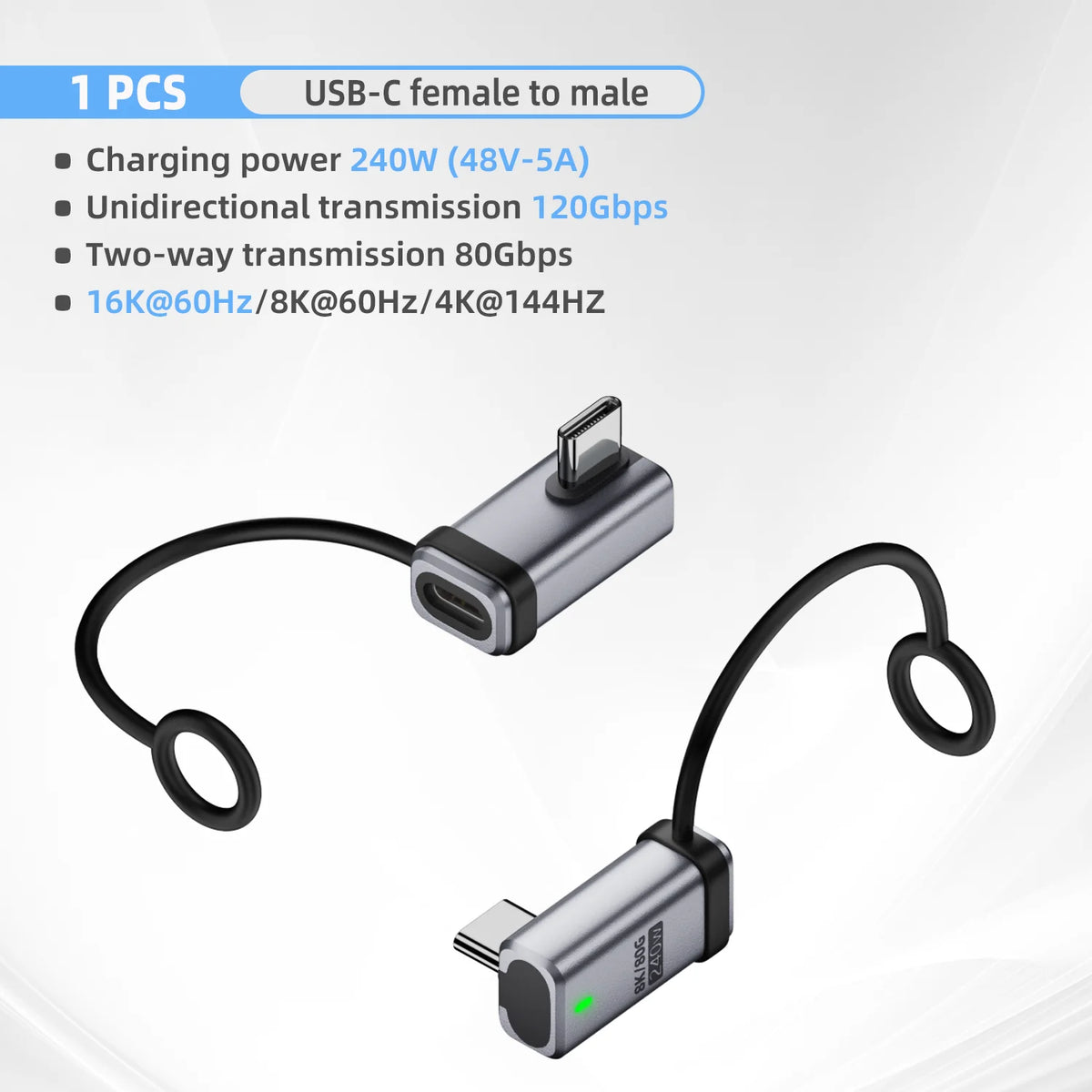 USB4 2.0 USB-C Adapter 240W PD 120Gbps 16K@60Hz Converter
