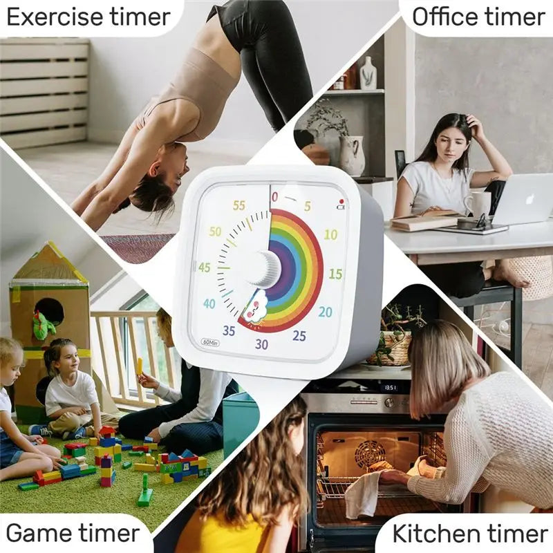 60-Minute Visual Countdown Timer – Rainbow Disk & Protective Case