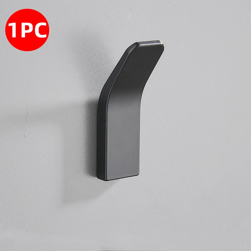 Black Matte Self-Adhesive Wall Hook – Towel & Coat Hanger