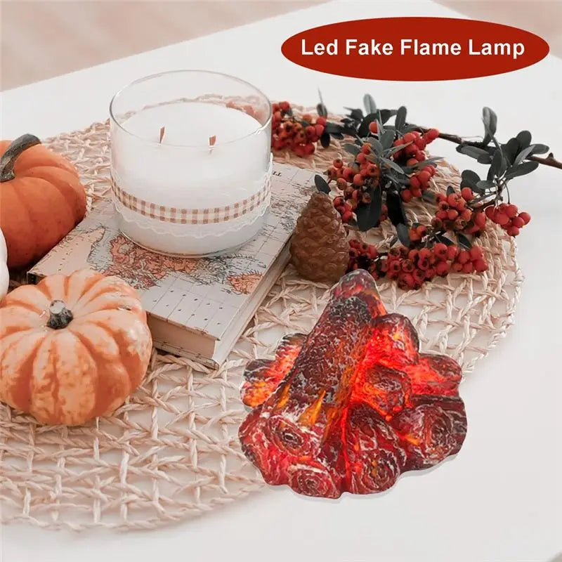 LED Flameless Fireplace Light – Realistic Log Flame Decor