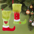 Christmas Elf Knit Stocking Candy Gift Bag & Tree Decor