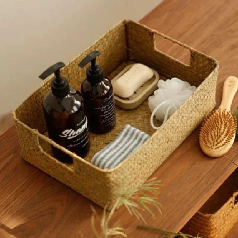 Woven Seagrass Storage Basket – Natural Wicker Rattan Decor