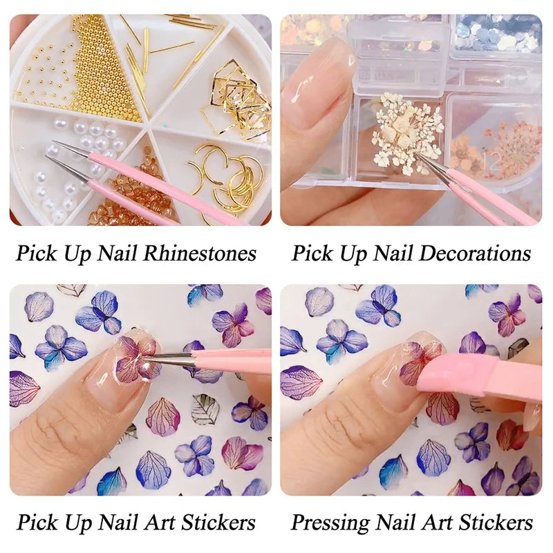 Double-Ended Silicone Nail Art Tweezers | Rhinestone Pick-Up Tool