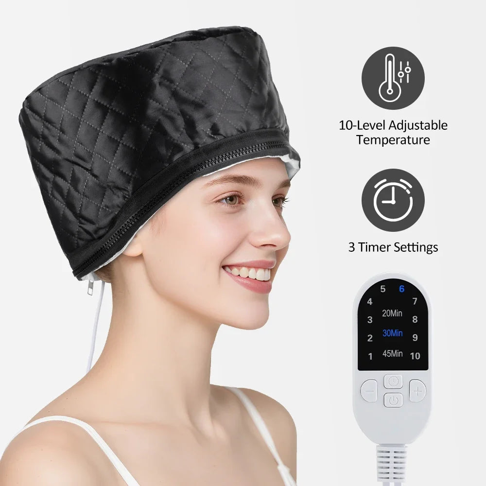 AFDEAL Electric Hair Steamer Cap – 10 Levels & 3 Timers