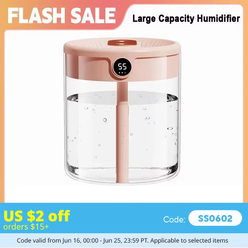 2L USB Dual Mist Humidifier – Ultra-Quiet Touch Control
