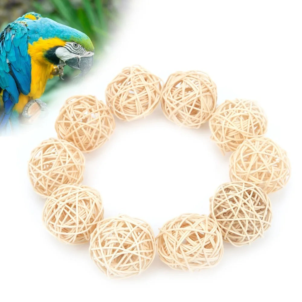 10-Pack Handwoven Rattan Chew Balls 5cm – Bird & Pet Toy